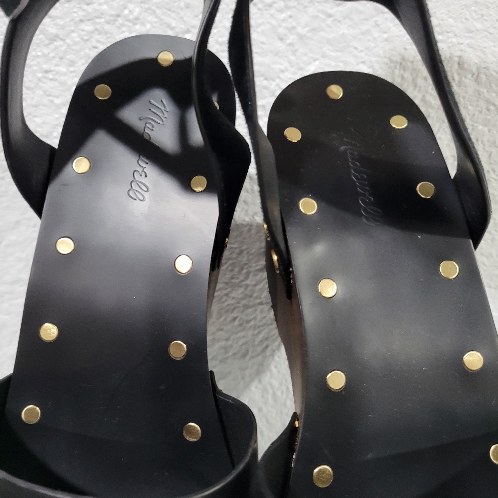 Madewell The Anouk Platform Clog Sandal NU631 Size 7.5 Leather Wood - Picture 10 of 13